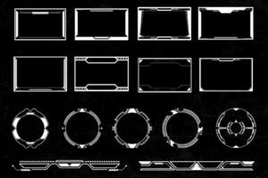 Futuristic cyberpunk sci fi interface element hud technology frame graphic design template vector