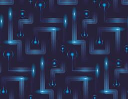 Seamless futuristic adstract pattern, digital background in hi-tech style, dark. Microcircuit on a dark background glows with glowing bulbs. vector