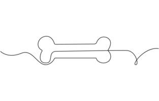 Continuous line drawing of human bone. Line art of dog bone. One line drawing background. illustration vector