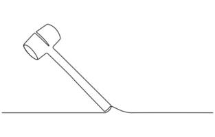 one line drawing of isolated object hammer Hammer construction Continuous single one line drawing illustration art design, vector