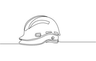 one line isolated object hard hat ,one line drawing of isolated hard hat, Continuous one line drawing safety helmet for safety work. vector