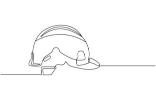 one line isolated object hard hat ,one line drawing of isolated hard hat, Continuous one line drawing safety helmet for safety work. vector