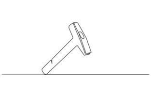 one line drawing of isolated object hammer Hammer construction Continuous single one line drawing illustration art design, vector