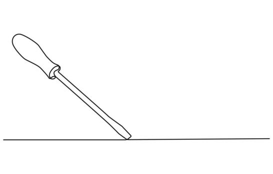 Continuous editable line drawing of screwdriver. Single line screwdriver icon.Continuous line drawing of screwdriver. Screwdriver linear icon. One line drawing background. illustration vector