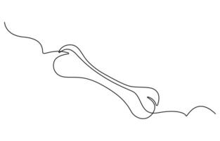 Continuous line drawing of human bone. Line art of dog bone. One line drawing background. illustration vector