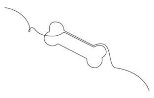 Continuous line drawing of human bone. Line art of dog bone. One line drawing background. illustration vector