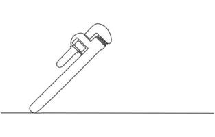 One continuous line drawing of The monkey wrench, and wrench icon. A spanner is a tool for rotating nuts, bolts, and other parts. illustration vector