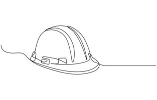 one line isolated object hard hat ,one line drawing of isolated hard hat, Continuous one line drawing safety helmet for safety work. vector