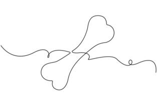 Continuous line drawing of human bone. Line art of dog bone. One line drawing background. illustration vector