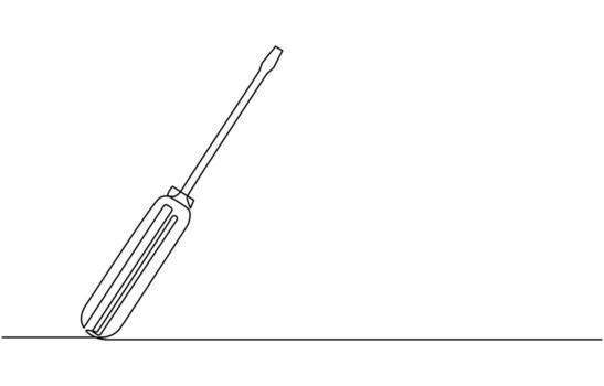 continuo editable línea dibujo de destornillador. soltero línea destornillador icono.continuo línea dibujo de destornillador. destornillador lineal icono. uno línea dibujo antecedentes. ilustración vector