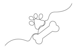 Continuous line drawing of human bone. Line art of dog bone. One line drawing background. illustration vector