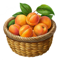 Apricots in A Wicker Basket Render png
