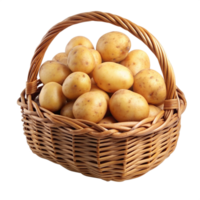 Realistic Potatoes in A Wicker Basket Object png