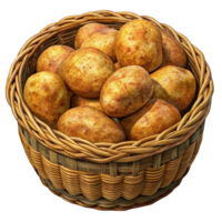 Potatoes Vegetable in A Wicker Basket 3d Style png