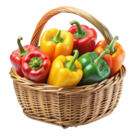 Realistic Bell Peppers in A Wicker Basket Element png