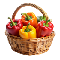 Realistic Bell Peppers in A Wicker Basket Image png