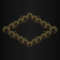 luxury black background with abstract golden geometric hexagon shape vector