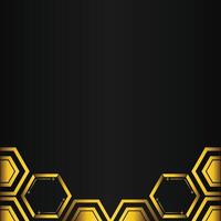 golden hexagon design on black background vector
