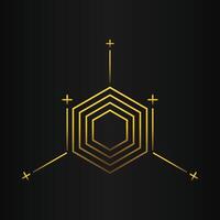 luxury black background with abstract golden geometric hexagon shape vector