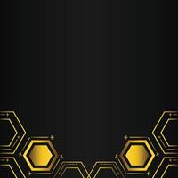 golden hexagon design on black background vector