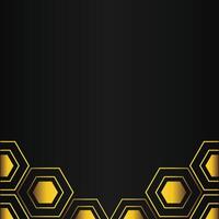 golden hexagon design on black background vector