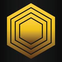 luxury black background with abstract golden geometric hexagon shape vector