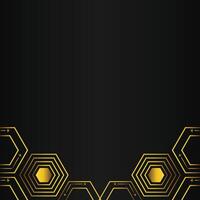 golden hexagon design on black background vector