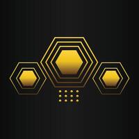 luxury black background with abstract golden geometric hexagon shape vector