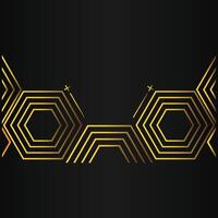 luxury black background with abstract golden geometric hexagon shape vector