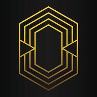 luxury black background with abstract golden geometric hexagon shape vector