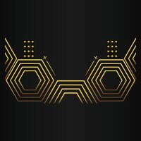 luxury black background with abstract golden geometric hexagon shape vector