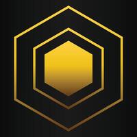 luxury black background with abstract golden geometric hexagon shape vector