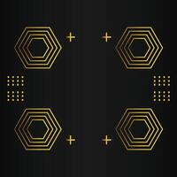 luxury black background with abstract golden geometric hexagon shape vector