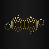 luxury black background with abstract golden geometric hexagon shape vector