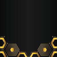 golden hexagon design on black background vector