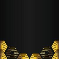 golden hexagon design on black background vector