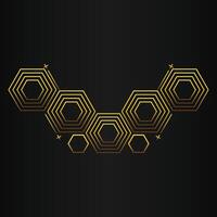 luxury black background with abstract golden geometric hexagon shape vector