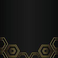 golden hexagon design on black background vector