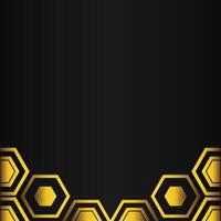 golden hexagon design on black background vector