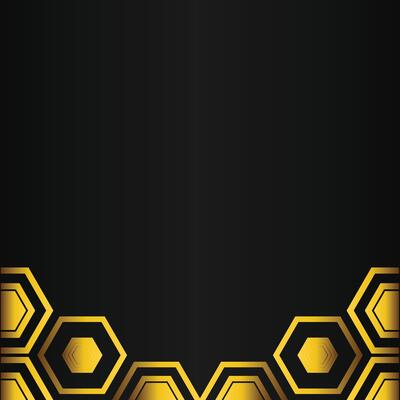 golden hexagon design on black background