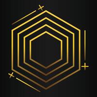 luxury black background with abstract golden geometric hexagon shape vector