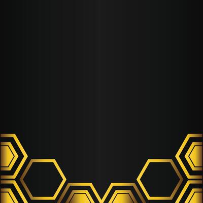 golden hexagon design on black background