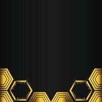 golden hexagon design on black background vector