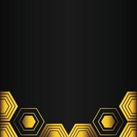 golden hexagon design on black background vector