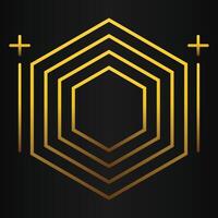luxury black background with abstract golden geometric hexagon shape vector