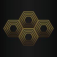 luxury black background with abstract golden geometric hexagon shape vector