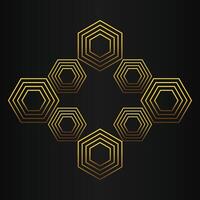 luxury black background with abstract golden geometric hexagon shape vector