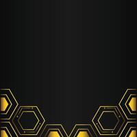 golden hexagon design on black background vector