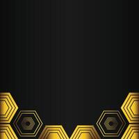 golden hexagon design on black background vector