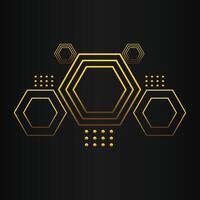luxury black background with abstract golden geometric hexagon shape vector